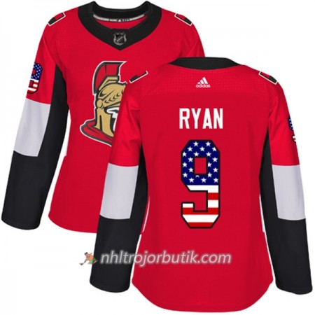 Dame Ishockey Ottawa Senators Tröja Bobby Ryan 9 Adidas 2017-2018 Röd USA Flag Fashion Authentic